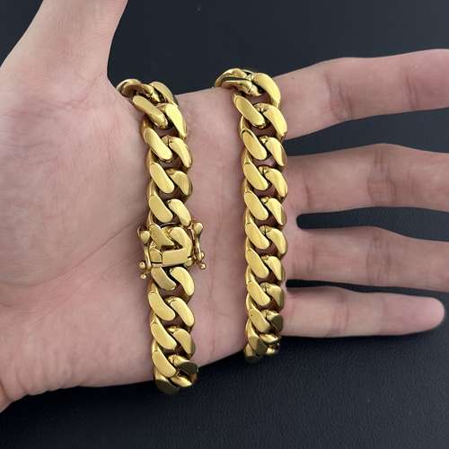 One piece 18K Gold plated Cuban Link Chain Bracelet